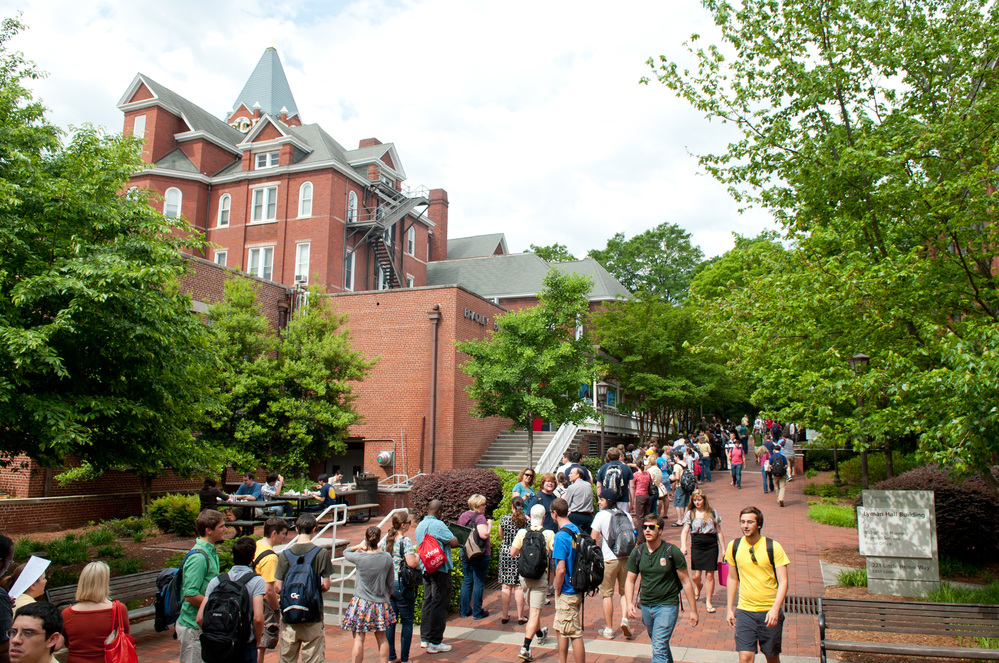 tech tower with students