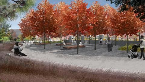 render of Eco-Commons contemplative grove